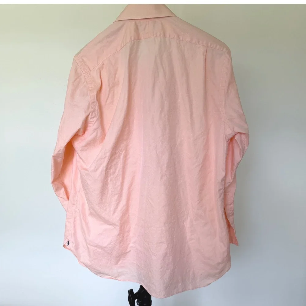90's Polo Ralph‎ Lauren Regent Custom Fit Shirt 16.5 34 Peach Twill Button Down